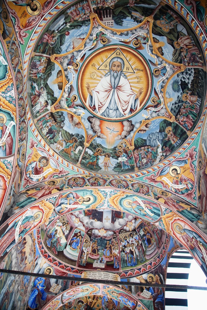 Malerier av Zahari Zograf på ytterveggene til Rila-klosteret, Blagoevgrad, Bulgaria av Unknown