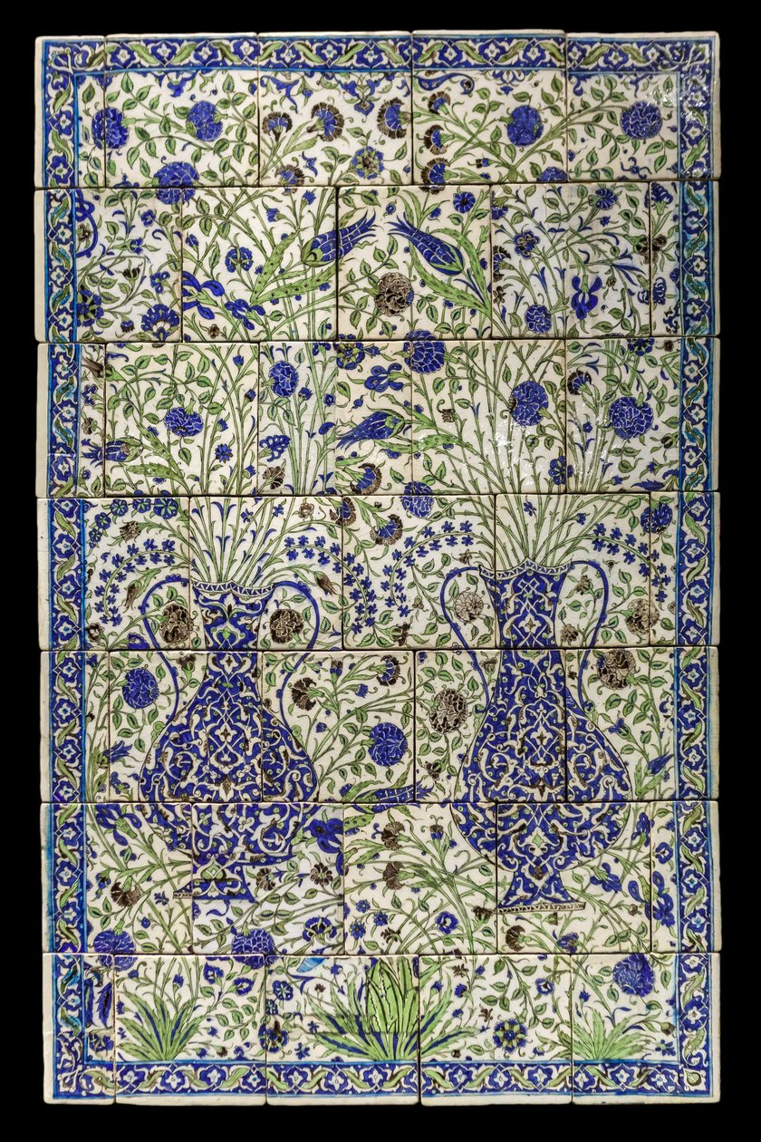 Panelet har blomstersammensetning. Syria, Damaskus, 1550-1650. Keramikk, dekor malt under glasur. Museet Louvre av Unknown