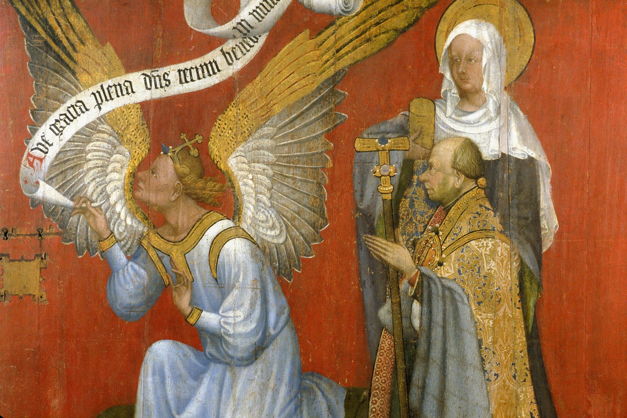 Picardie 084 - Laon - Museum - "Doveren og bebudelsens engel" - Master of the Hours of Rohan - Oljemaleri på eik fra 1400-tallet av Unknown