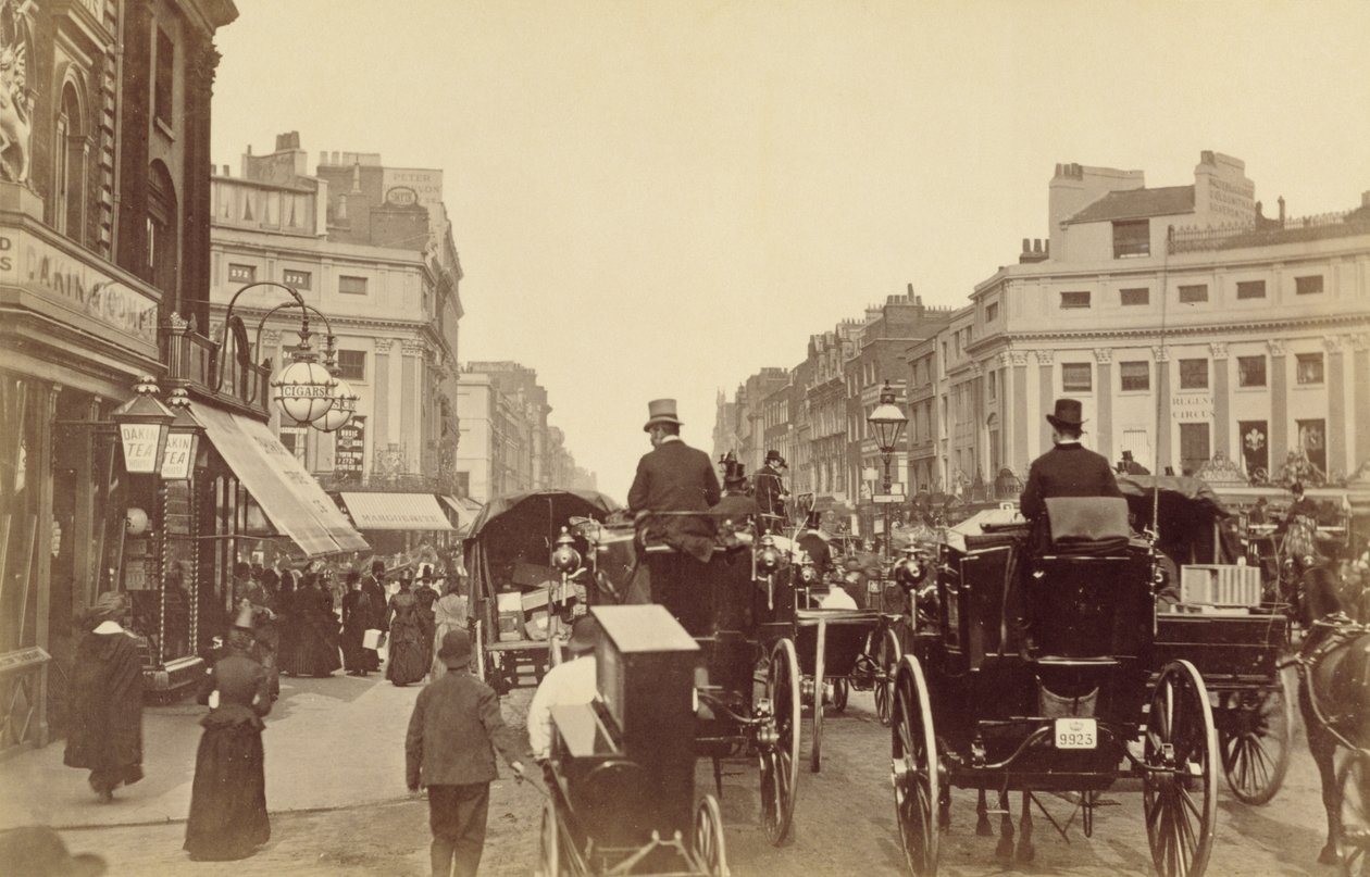Regent Circus, London, ca. 1880 (sepia-bilde) av Unknown