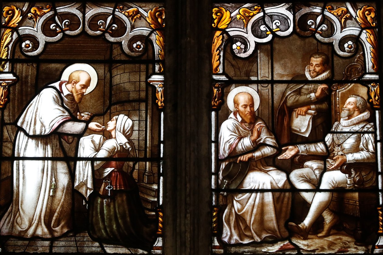 Saint Nizier kirke, Glassmaleri, St Francis de Sales av Claudius Lavergne (1815-1887), Lyon, Frankrike av Unknown