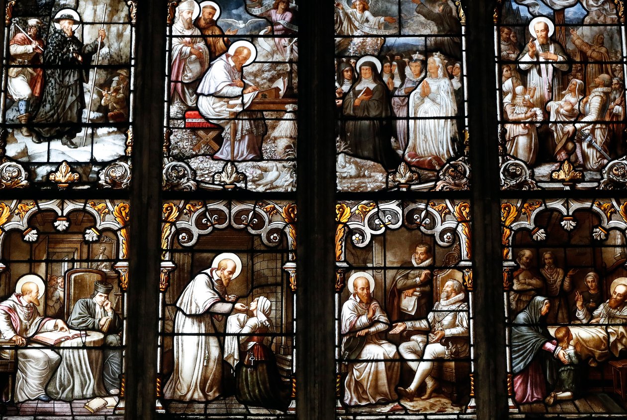 Saint Nizier kirke, Glassmaleri, St Francis de Sales av Claudius Lavergne (1815-1887), Lyon, Frankrike av Unknown