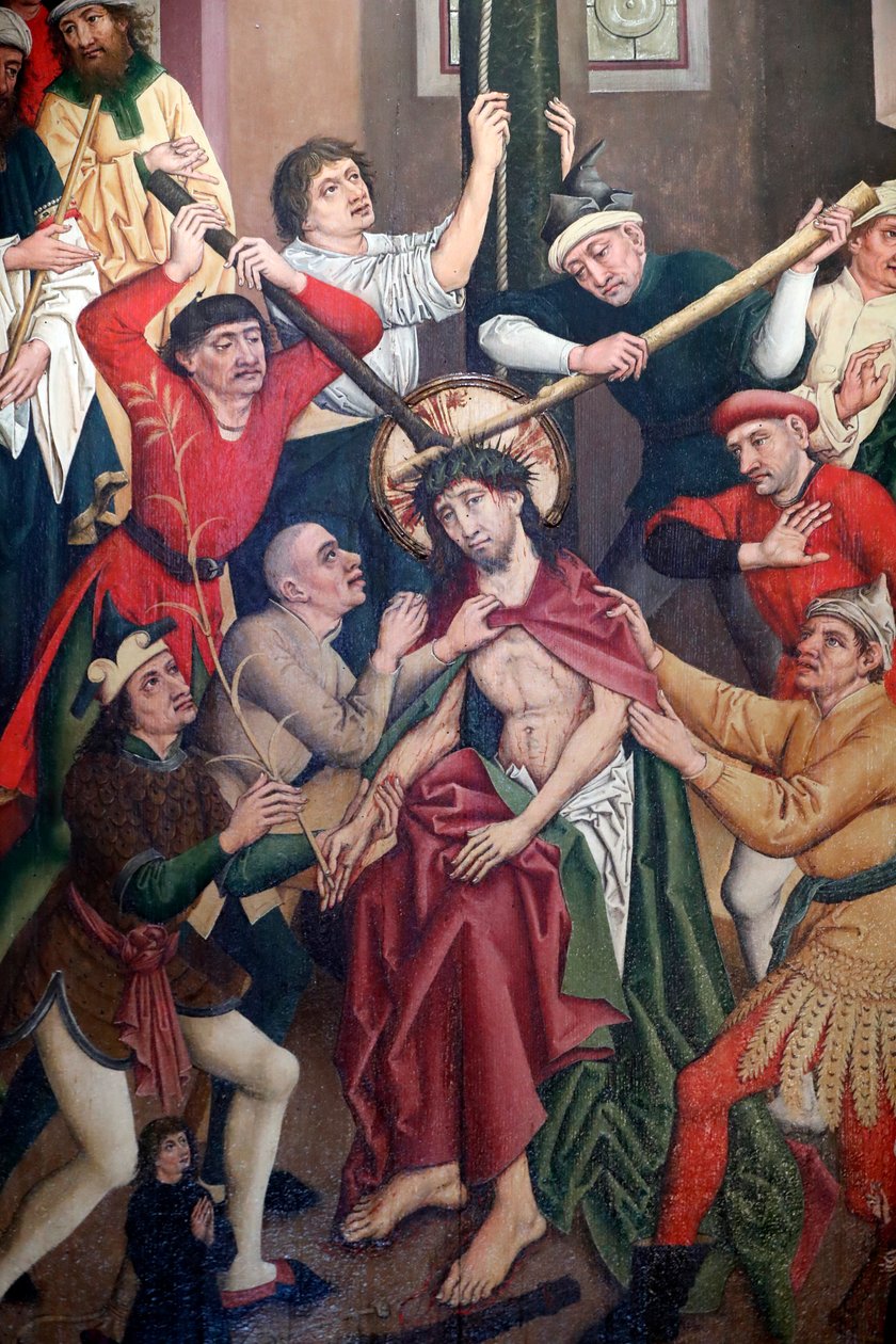 Saint-Pierre le Vieux katolske kirke, Kristus i sin lidenskap, Jesus blir pisket og kronet med torner, Maleri av Henri Lutzelman 1400-tallet, Strasbourg, Frankrike. av Unknown