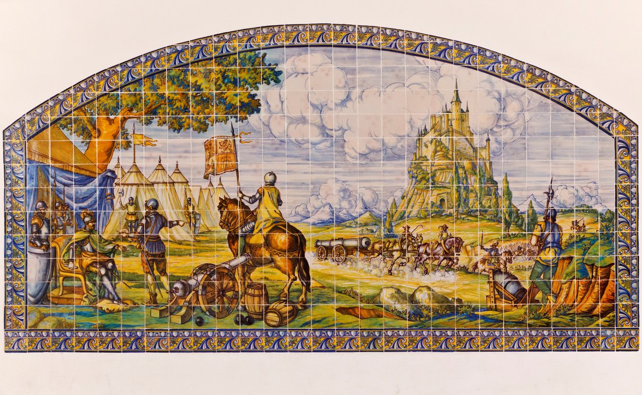 Segovia, Segovia-provinsen, Spania. Moderne maleri av keramiske fliser av Segovia på tidspunktet for Comuneros-opprøret 1520-1521. av Unknown