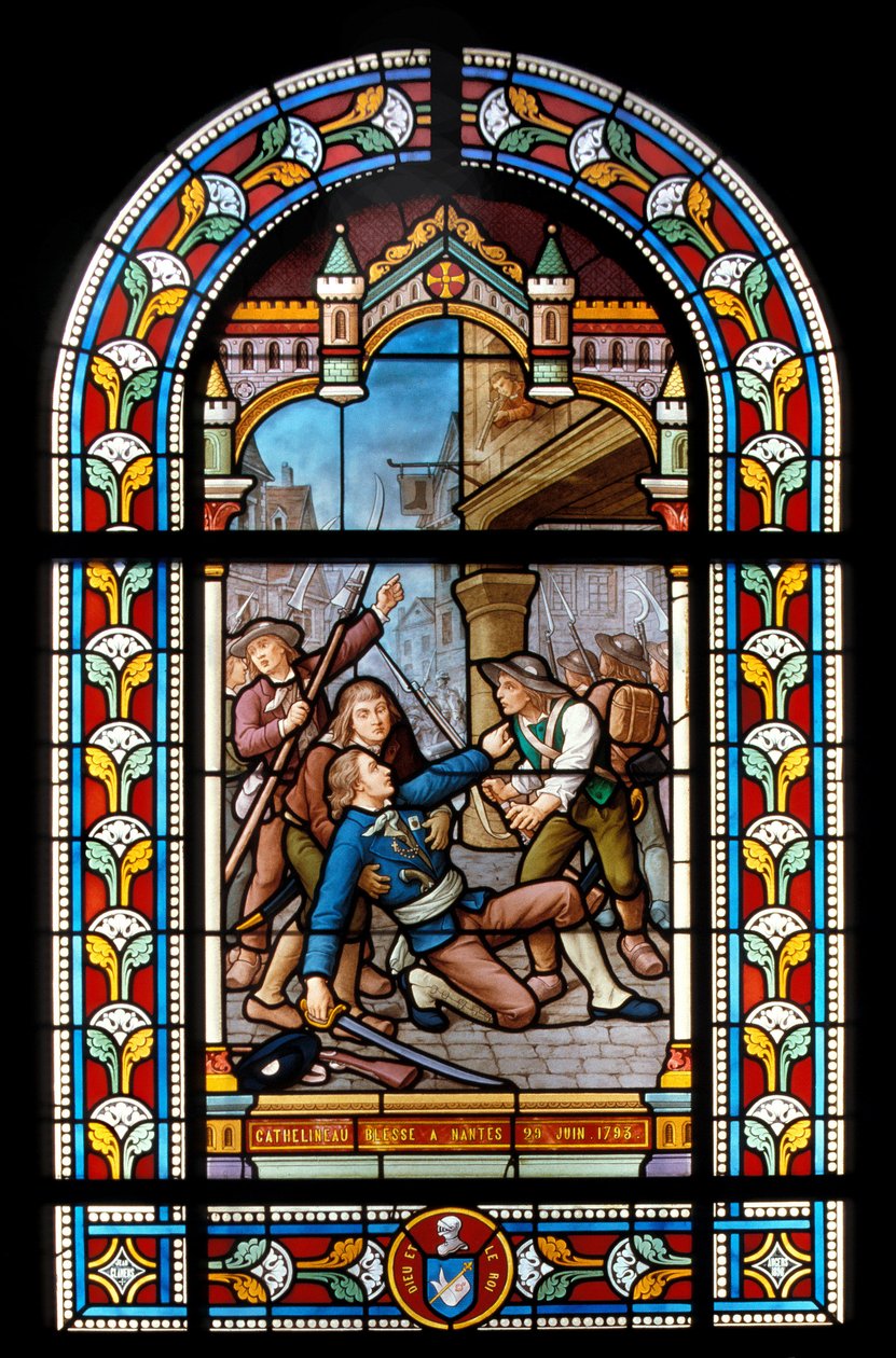 Vendees krig. Jacques Cathelineau (1759-1793), kongelig leder, såret i Nantes 29061793. Glassmaleri av Jean Clamens (1850-1918) (?). 1800-tallet Loire Atlantique N* 099 - Musee Dobree - Tempo av Unknown