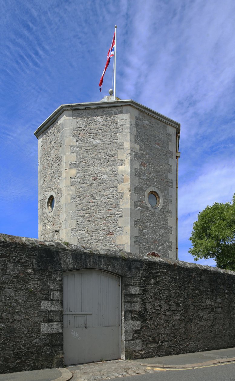 Water Tower ved siden av den omkringliggende muren til det tidligere Royal Naval Hospital, Plymouth av Unbekannt Unbekannt