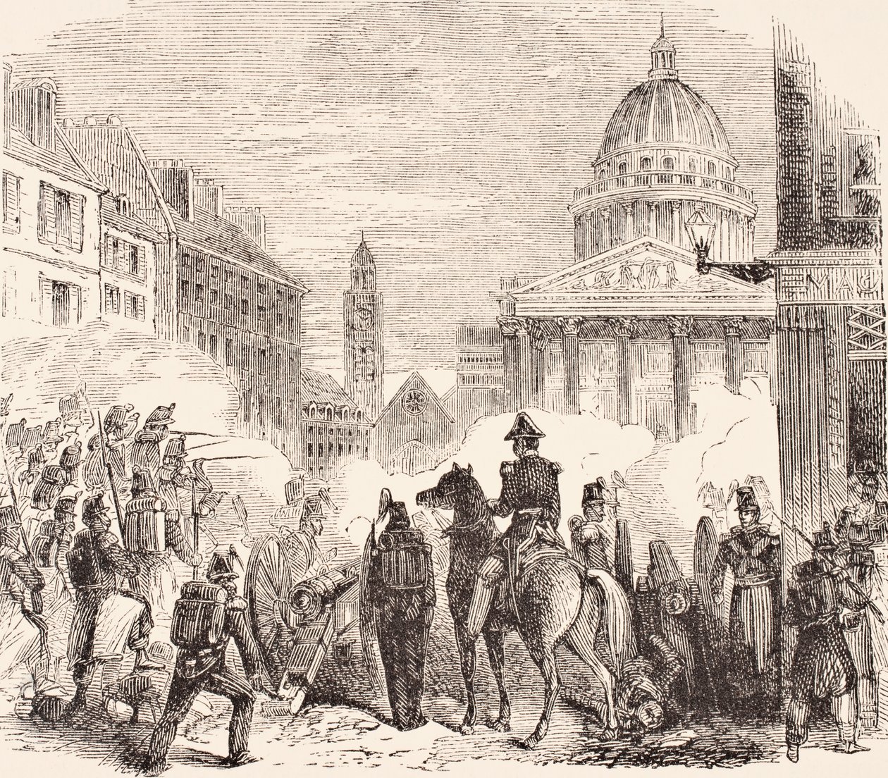 Hendelse nær Pantheon, Paris, under det franske arbeideropprøret 23-25 juni 1848, fra 