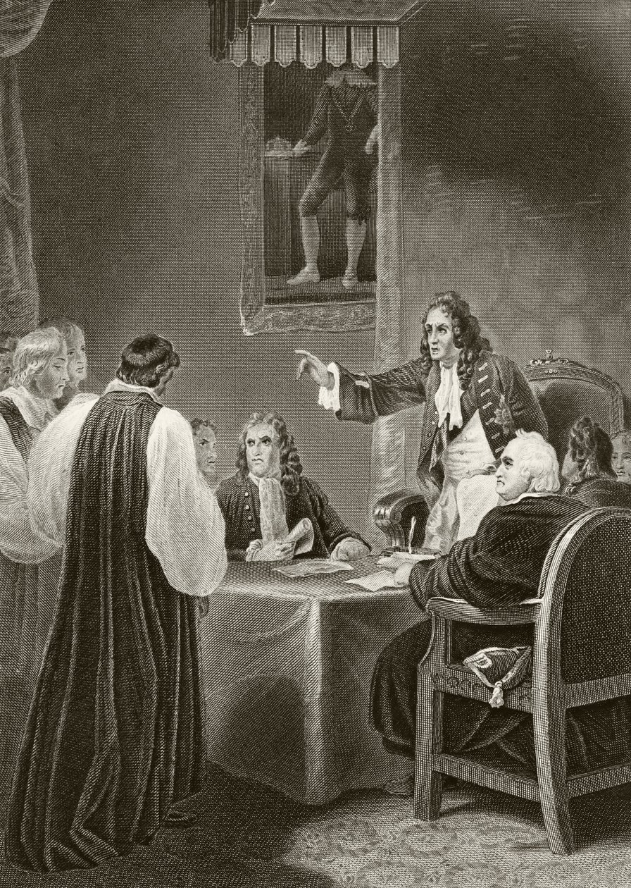 Kong James II av England møter biskoper i Privy Council, 1688, fra 