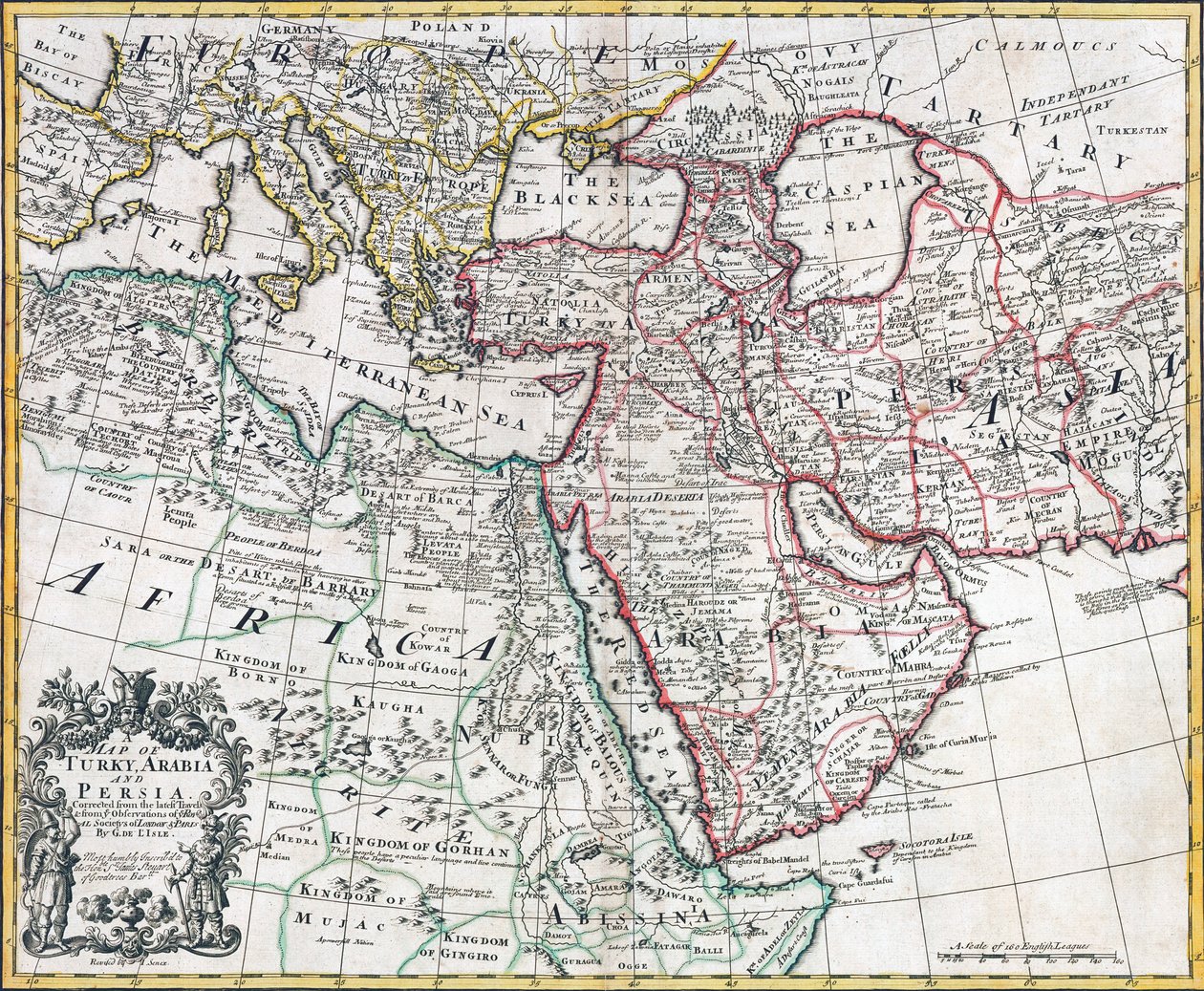 Kart over Tyrkia, Arabia og Persia, etter Guillaume de L