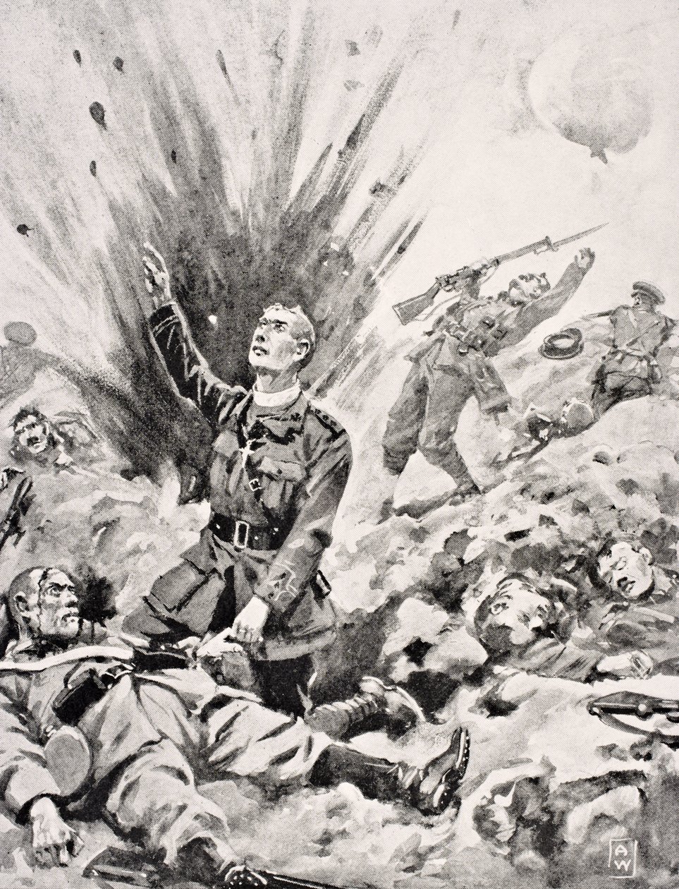 Pastor John Gwynn kapellan til irske garde som ga Siste sakrament til døende tysk soldat like før han selv ble drept på Hill 70 i Battle of Loos, Frankrike, oktober 1915, fra 