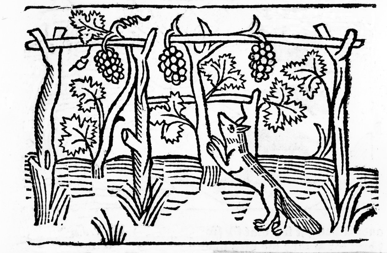 The Fox and the Raisins, illustrasjon fra Caxtons 