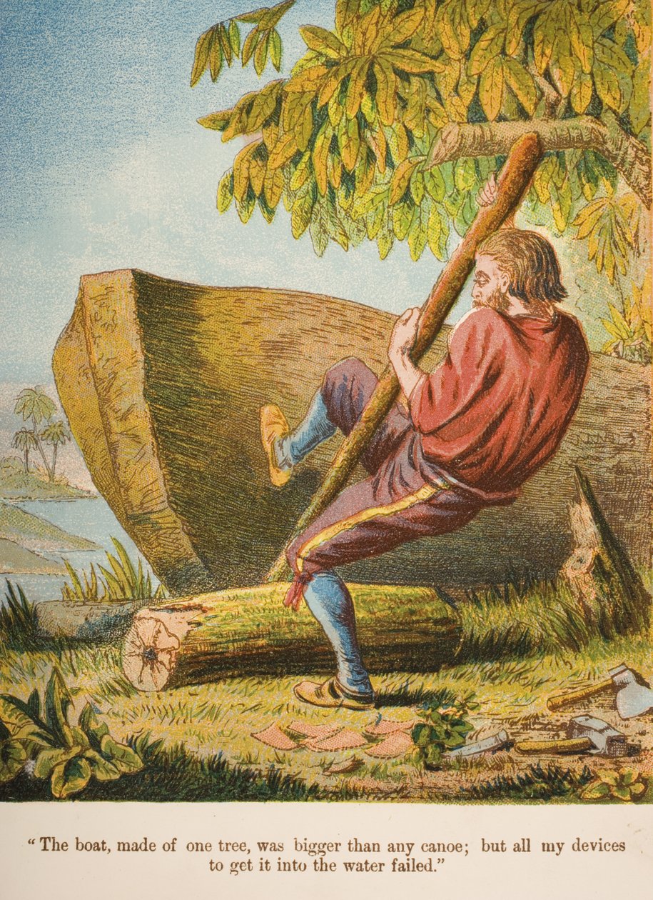 «Båten, laget av ett tre, var større enn noen kano; men alle enhetene mine for å få den ned i vannet mislyktes.
