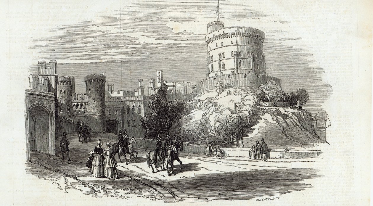 Windsor Castle - the Round Tower, fra The Illustrated London News, 26. september 1846 (gravering) av English School