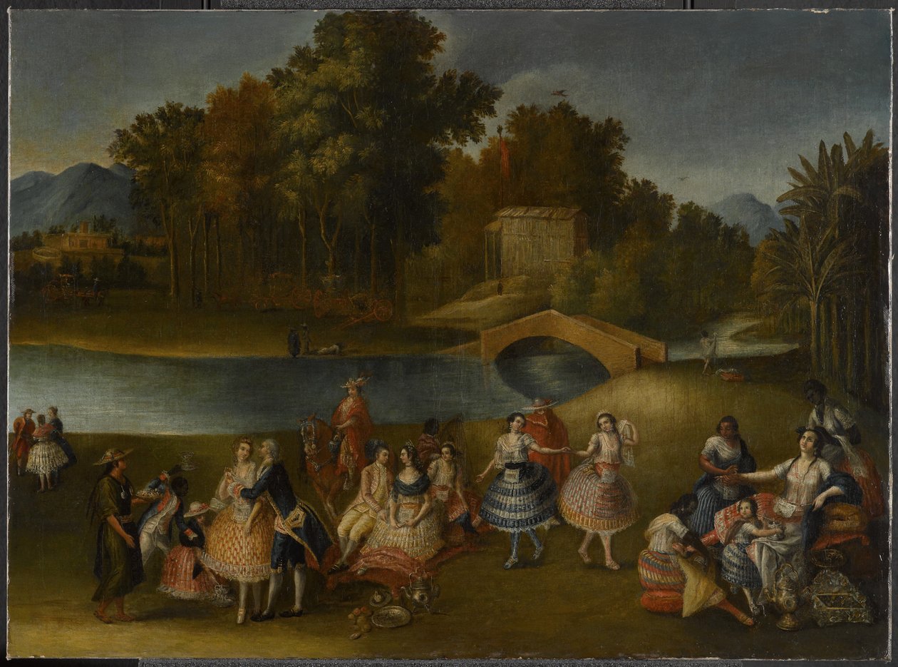 Et lystig selskap på bredden av Rímac-elven, 1785-1800 av Lima School