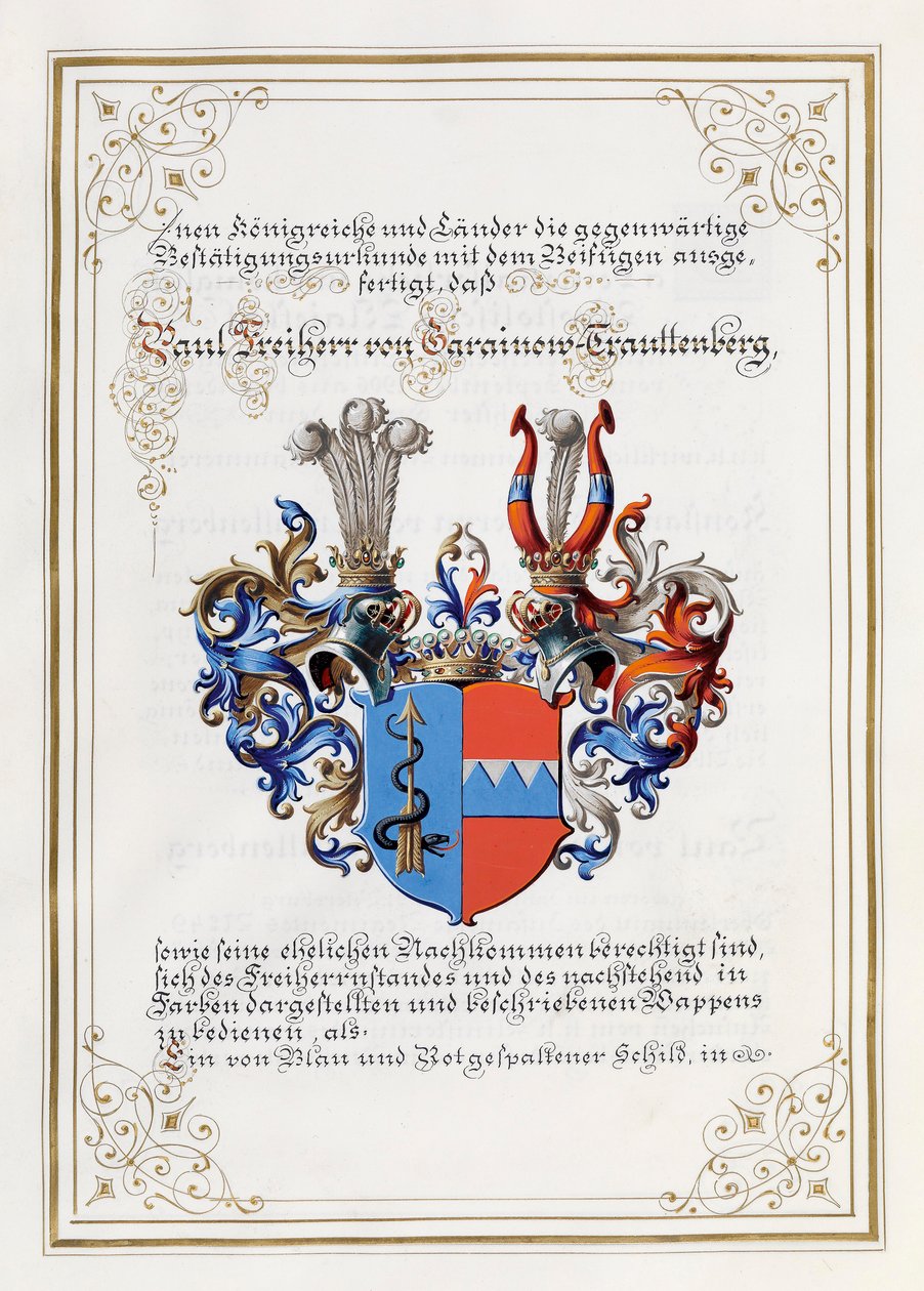 Våpenskjold Trauttenberg, fra et adelsdiplom av Anonymous