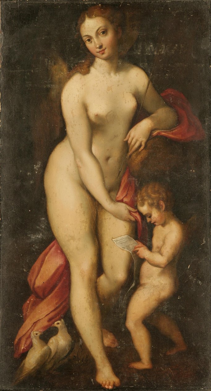 Venus og Amor av Antonio da Correggio