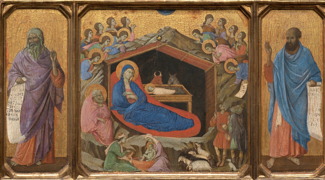 Fødsel med profetene Jesaja og Esekiel av Duccio di Buoninsegna