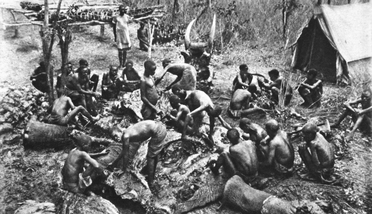 Drept for kjøttrasjoner for våre innfødte Rhodesian-tropper, illustrasjon fra The Illustrated War News, september 1916 av English Photographer