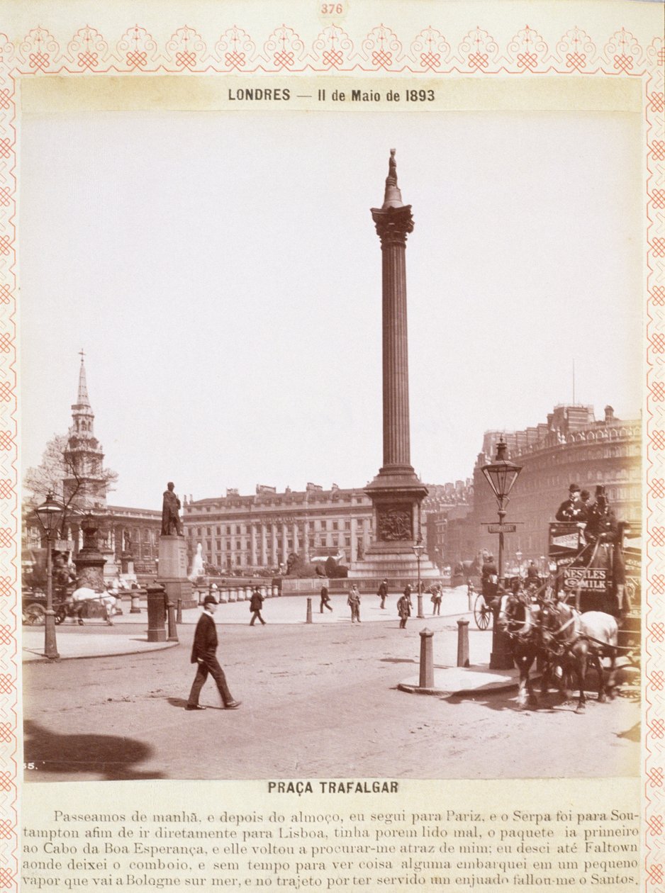 Nelsons kolonne, Trafalgar Square, ca. 1893 av English Photographer