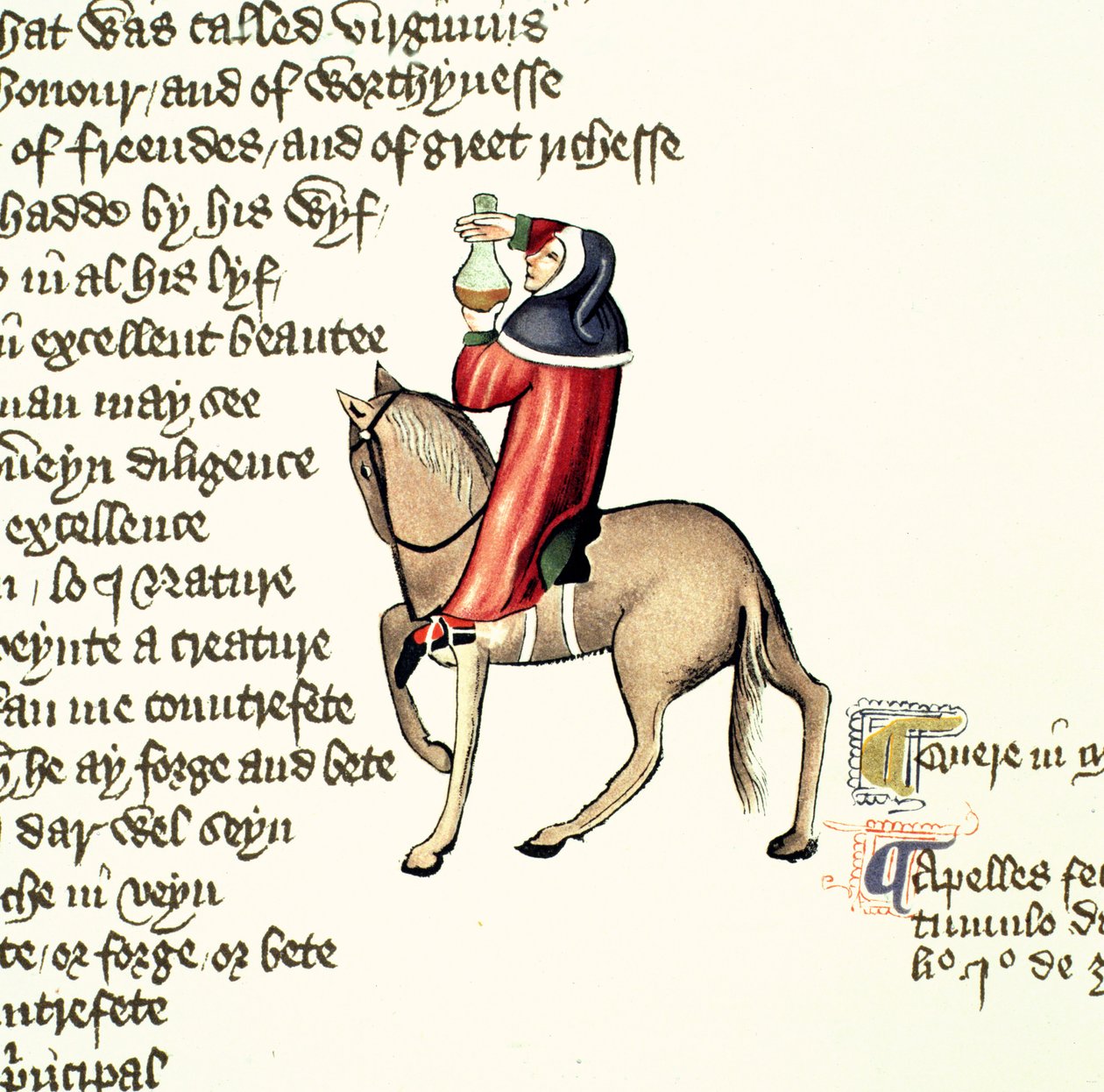 The Physician, detalj fra The Canterbury Tales, av Geoffrey Chaucer (ca. 1342-1400) Ellesmere Manuscript, faksimileutgave, 1911 (for originale detaljer se 128926) av English School