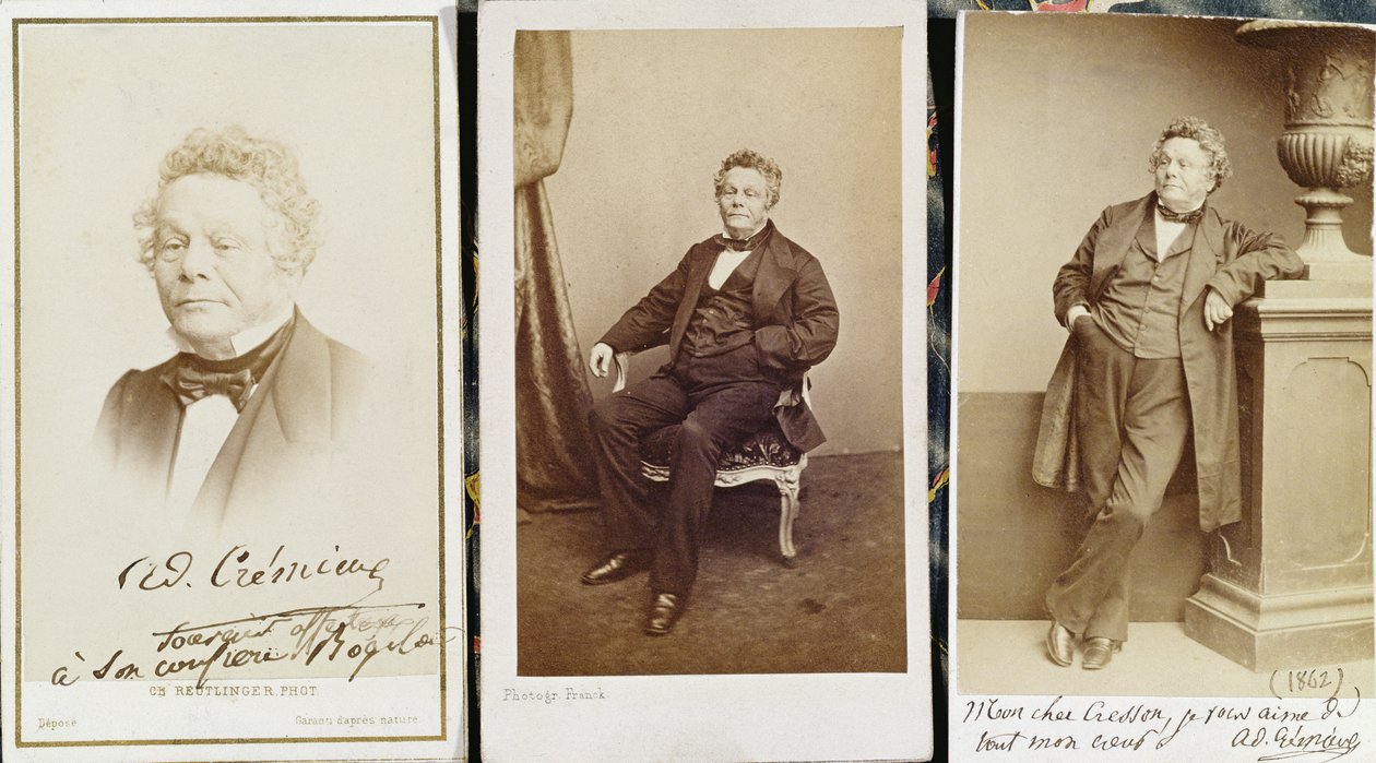 Carte de Visite som viser Adolphe Cremieux, ca. 1862 av French Photographer