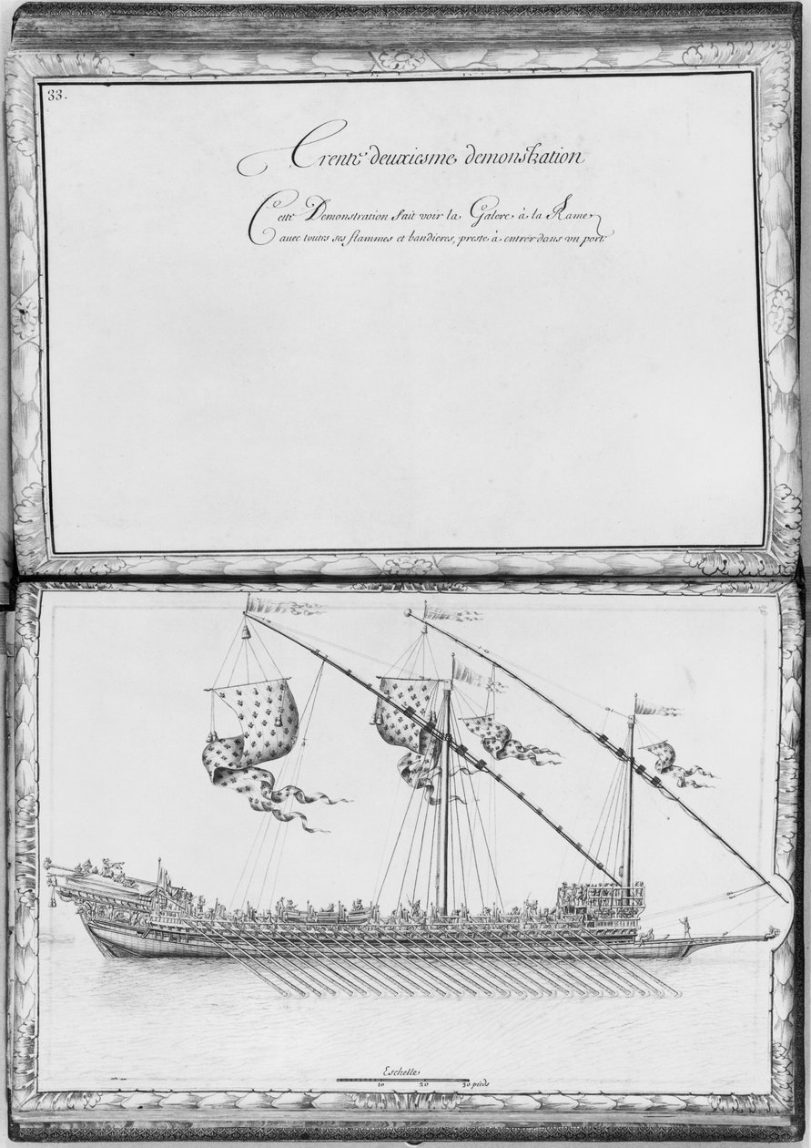 En bysse med årer og flagg, trettisekunders demonstrasjon, plate 33, illustrasjon fra 