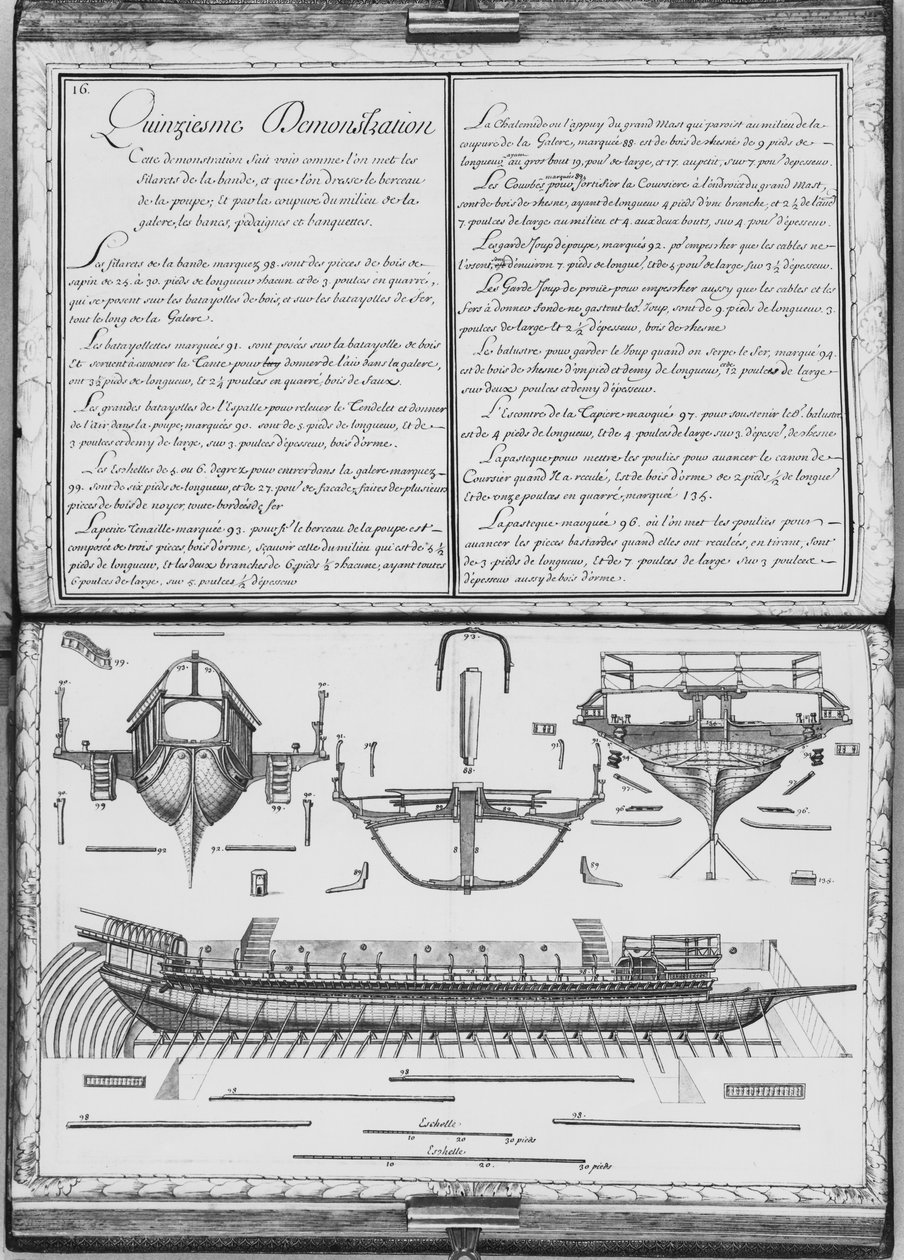 Konstruksjon av bysse med stav og hekk, femtende demonstrasjon, plate 16, illustrasjon fra 