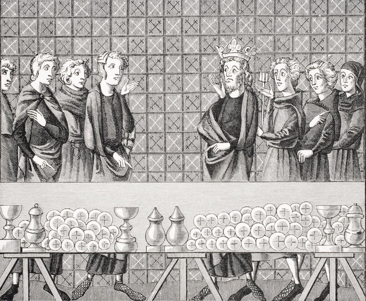 Courtiers samler rikdom på bekostning av de fattige, etter en miniatyr i manuskriptet 