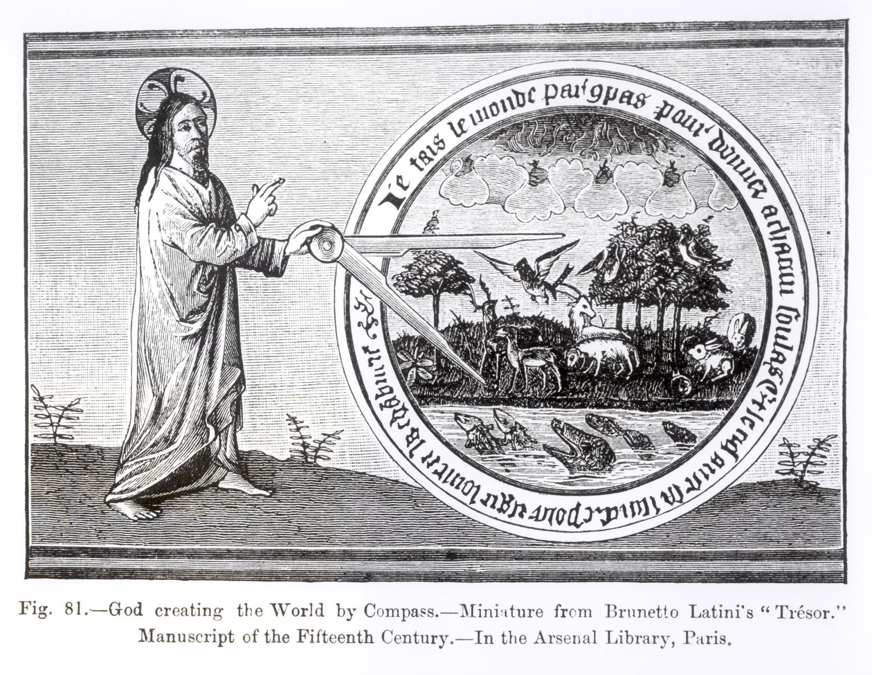 God Creating the World by Compass, fra en manuskriptbelysning av 