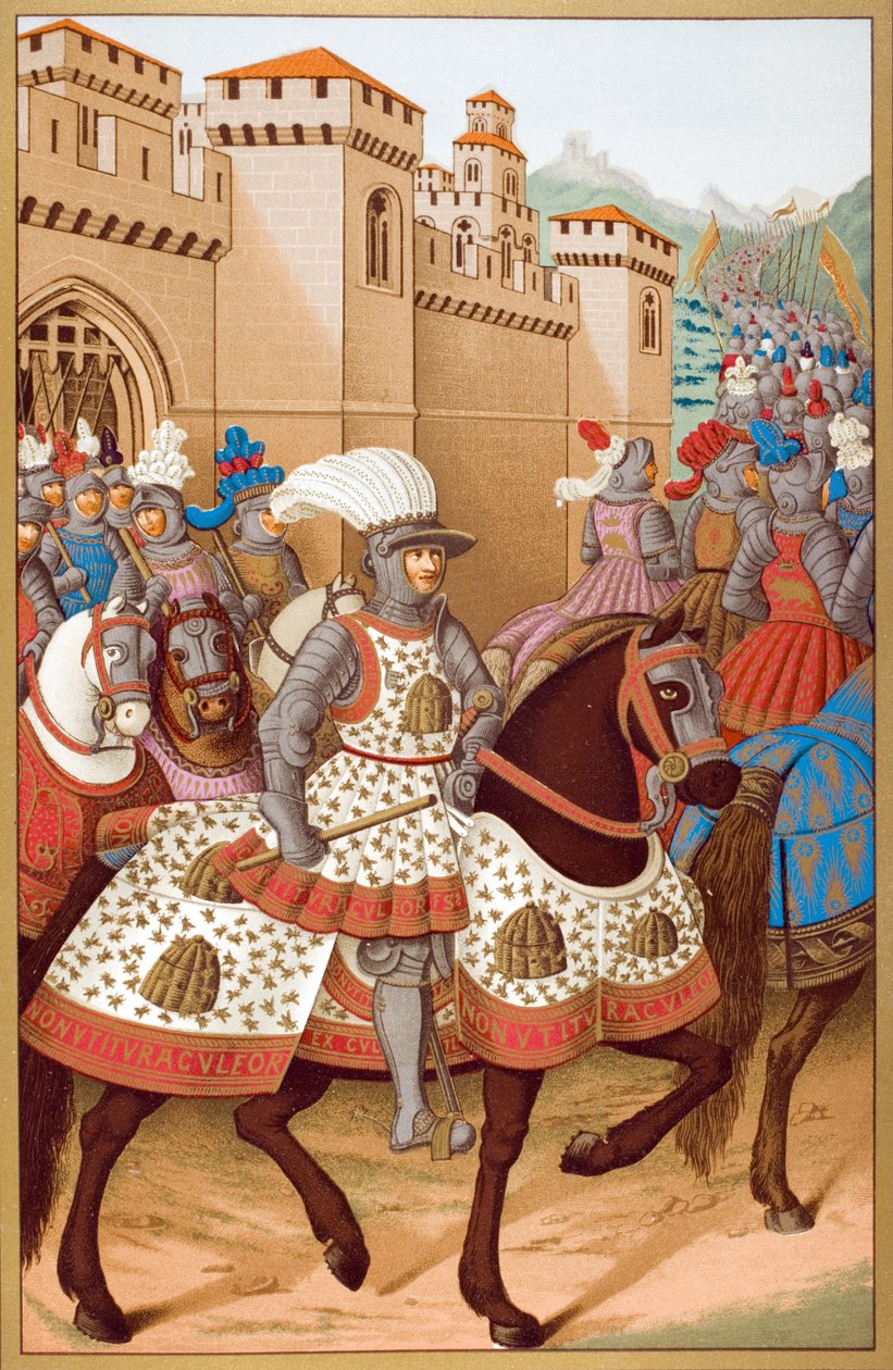 Louis XII (1462-1515) og hans hær som forlater Alexandria, 24. april 1507, etter en miniatyr av Jean Marot (1619-79) fra 