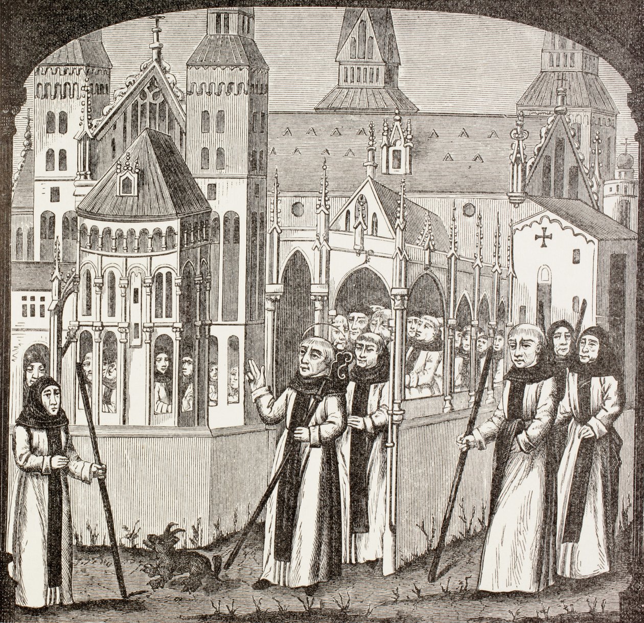 St. Bernard av Clairvaux og cisterciensermunkene som tok klosteret i Clairvaux i besittelse, fra 
