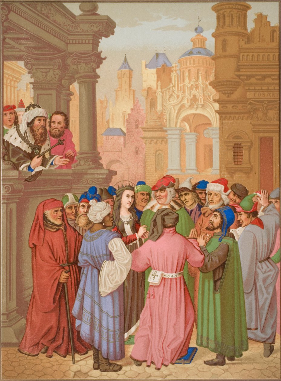 St. Catherine omgitt av doktorene i Alexandria, etter en miniatyr fra 