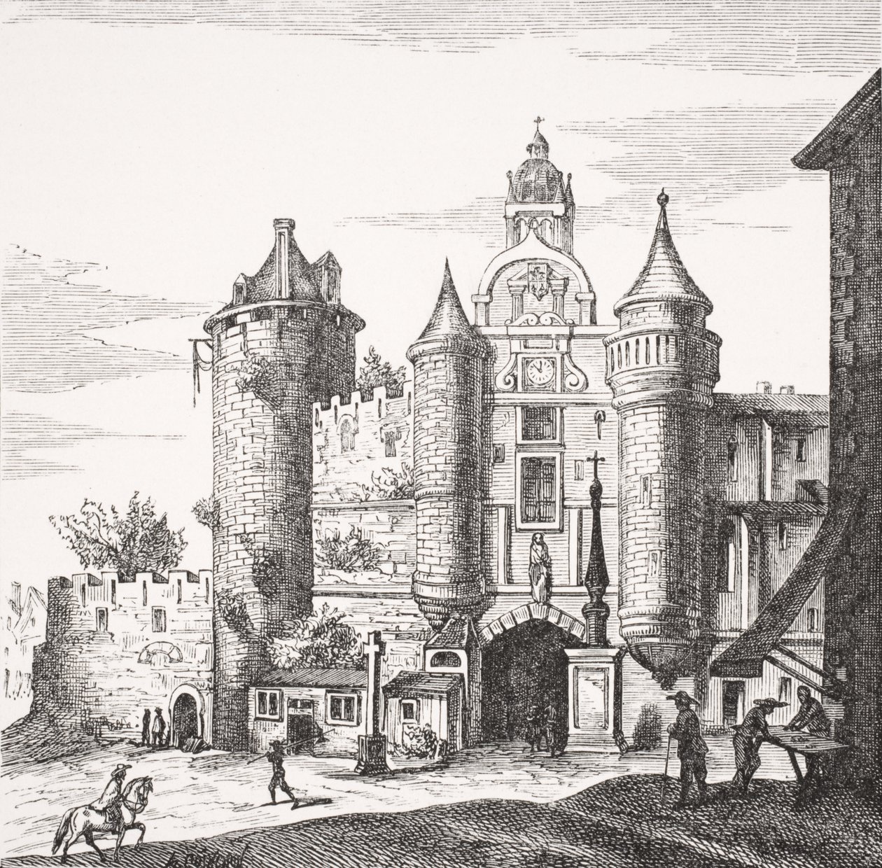 The Great Chatelet of Paris, etter en kobberstikk av Merian i 
