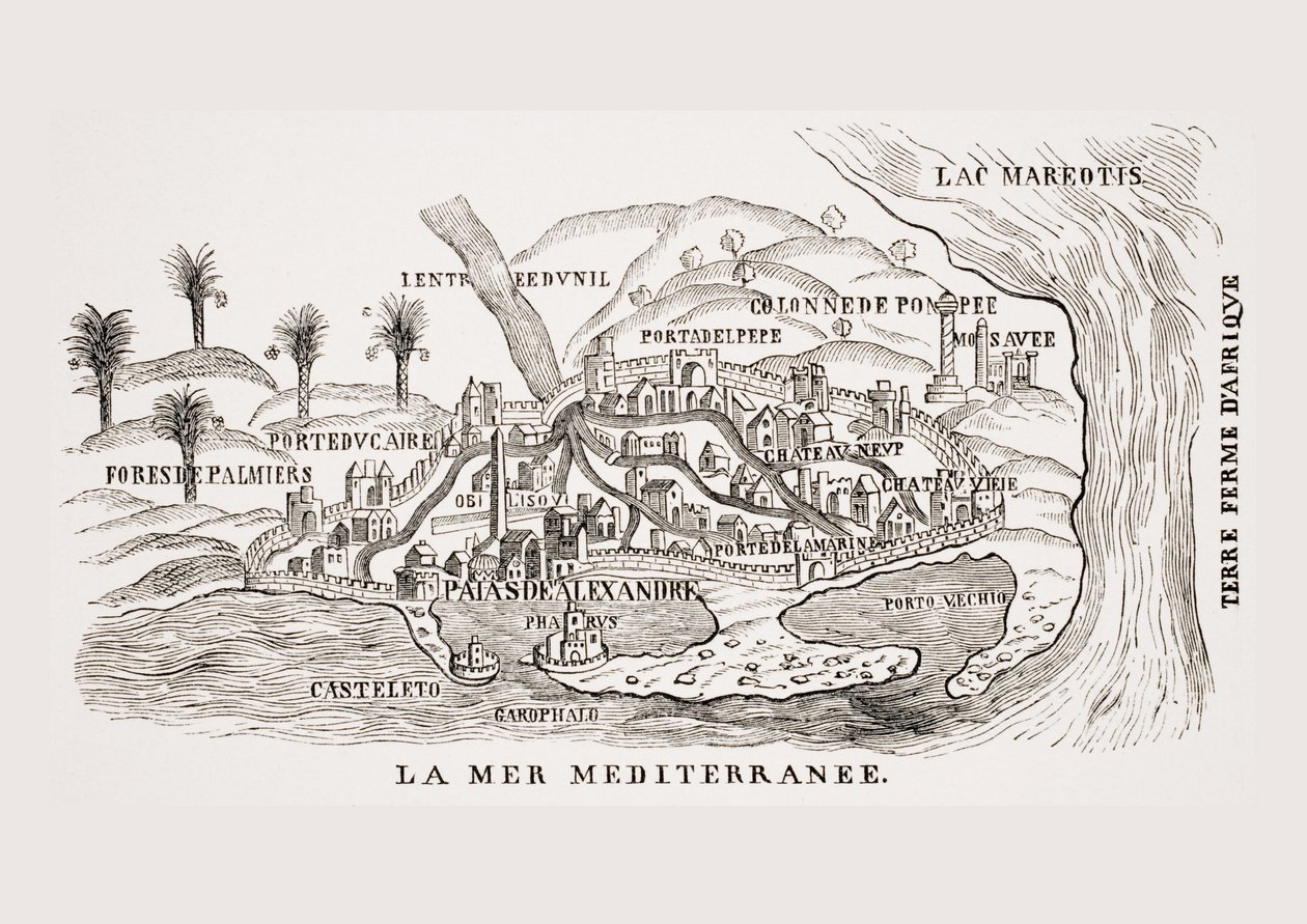 Utsikt over Alexandria, Egypt, etter et tresnitt i 