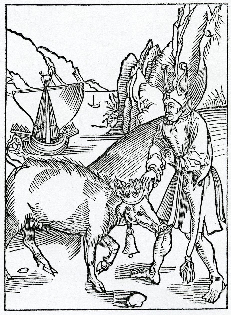 Av foles abhomynable in fowle words of rybawdry, illustrasjon fra Alexander Barclays engelske oversettelse av 