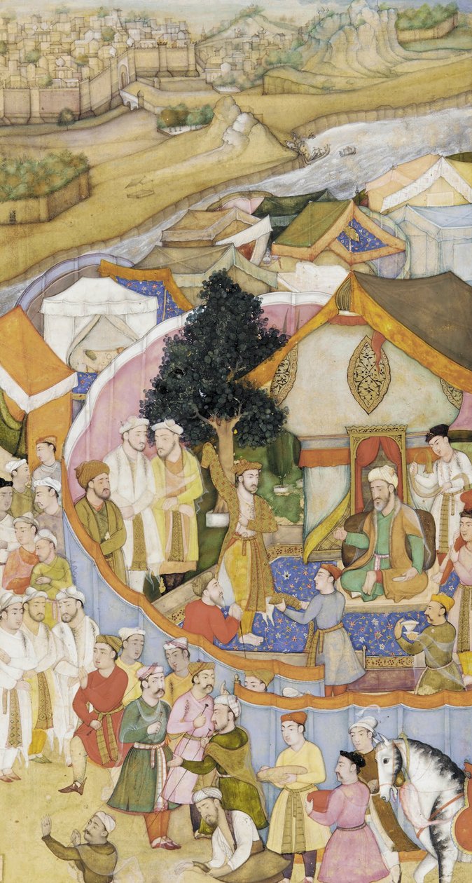 Illustrasjon fra en ordbok (uidentifisert)- Daud mottar en æresdrakt fra Munim Khan av Hiranand