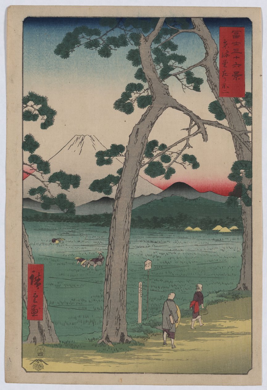 Fuji til venstre for Tokaido Road av Utagawa Hiroshige