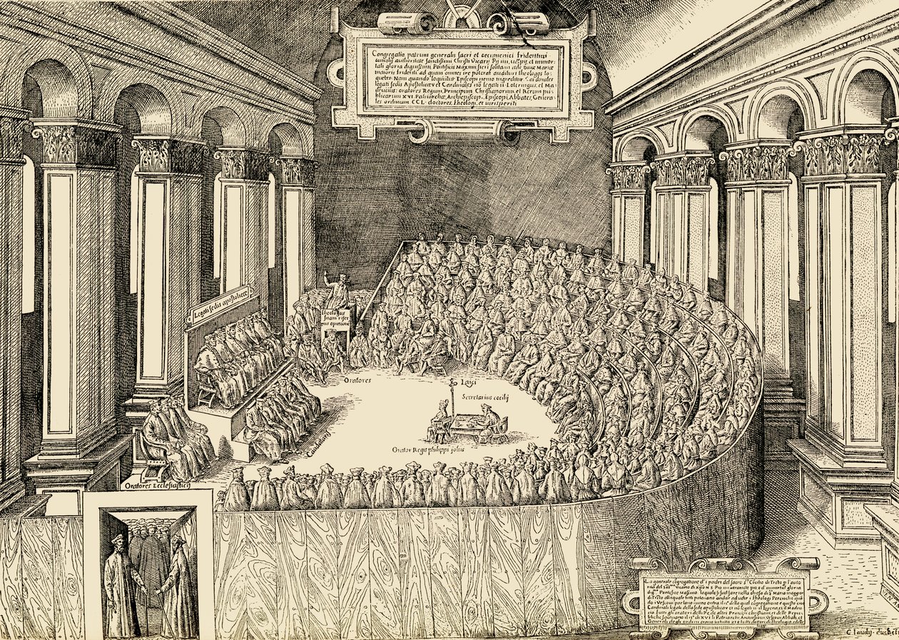 Konsilet i Trent (1545-63) (gravering) av Italian School