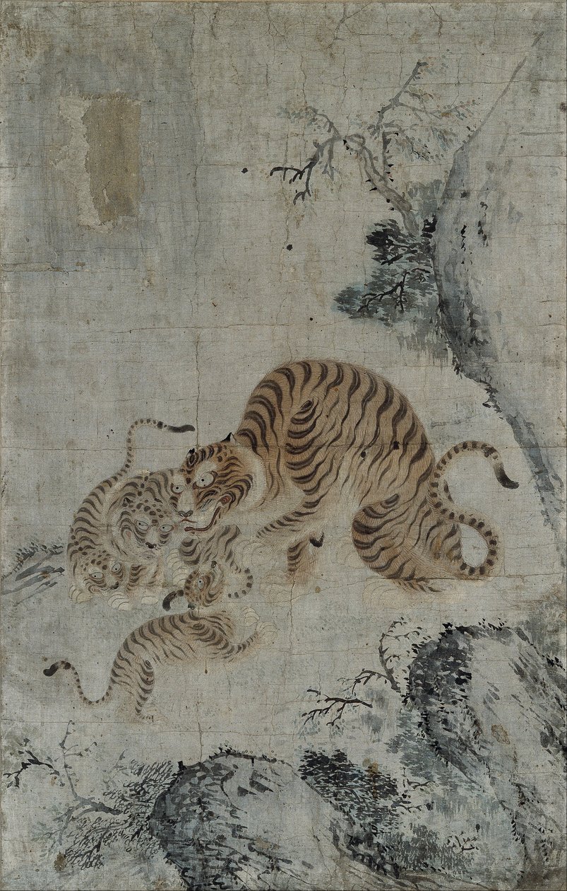 Familie av tigre av Korea
