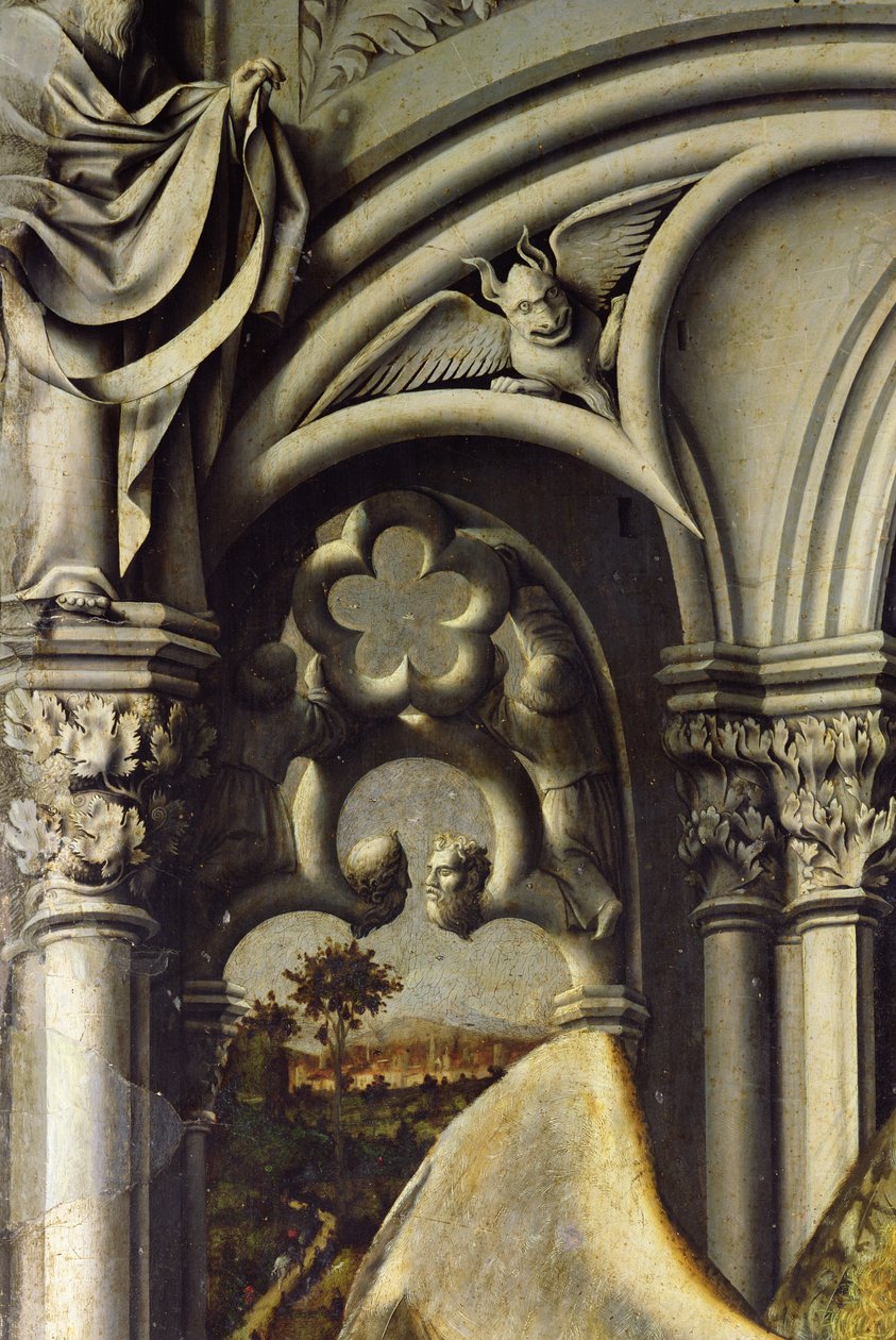Arkitektoniske detaljer fra Aix Annunciation, ca. 1445 (detalj av 26541) av Master of the Aix Annunciation