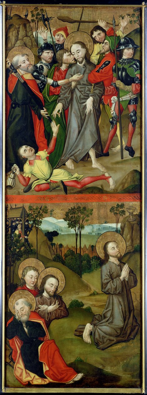 Arresten av Kristus og Kristus i Getsemane hage, panel fra en altertavle som viser scener av lidenskapen og de hellige, 1490 (se også 144538-40) av Master of the Luneburg Footwashers
