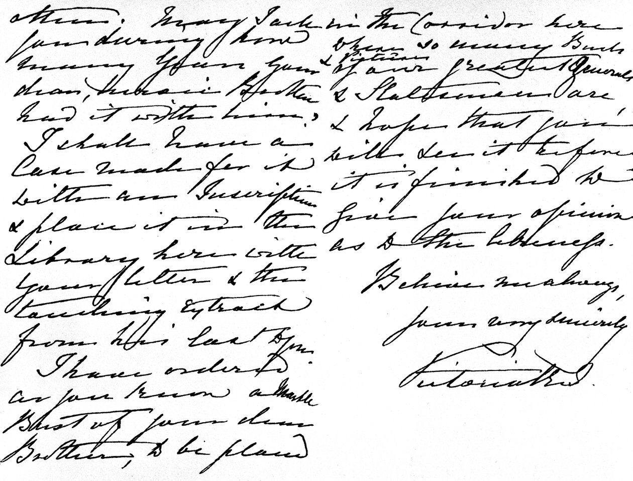 Brev til frøken Gordon, der hun takker henne for gaven til en bibel som hadde tilhørt hennes bror, general Gordon, og spurte hvor lenge Gordon hadde eid denne 