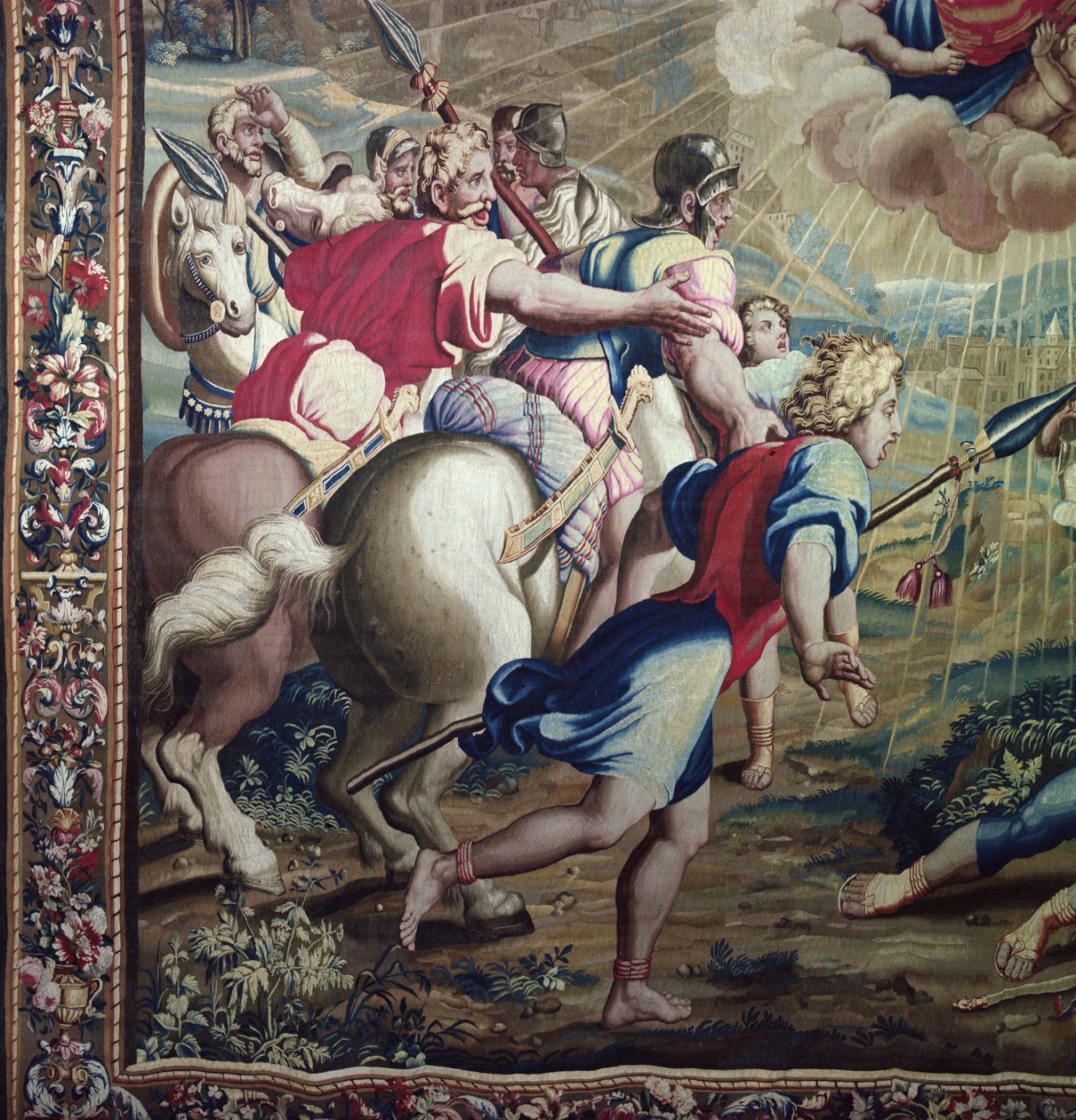 Tapet som skildrer Apostlenes gjerninger, omvendelsen Saint Paul (detalj av Saint Pauls følgesvenner), vevd på Beauvais Workshop under ledelse av Philippe Behagle (1641-1705), 1695-98 av Raffaello Sanzio Raphael
