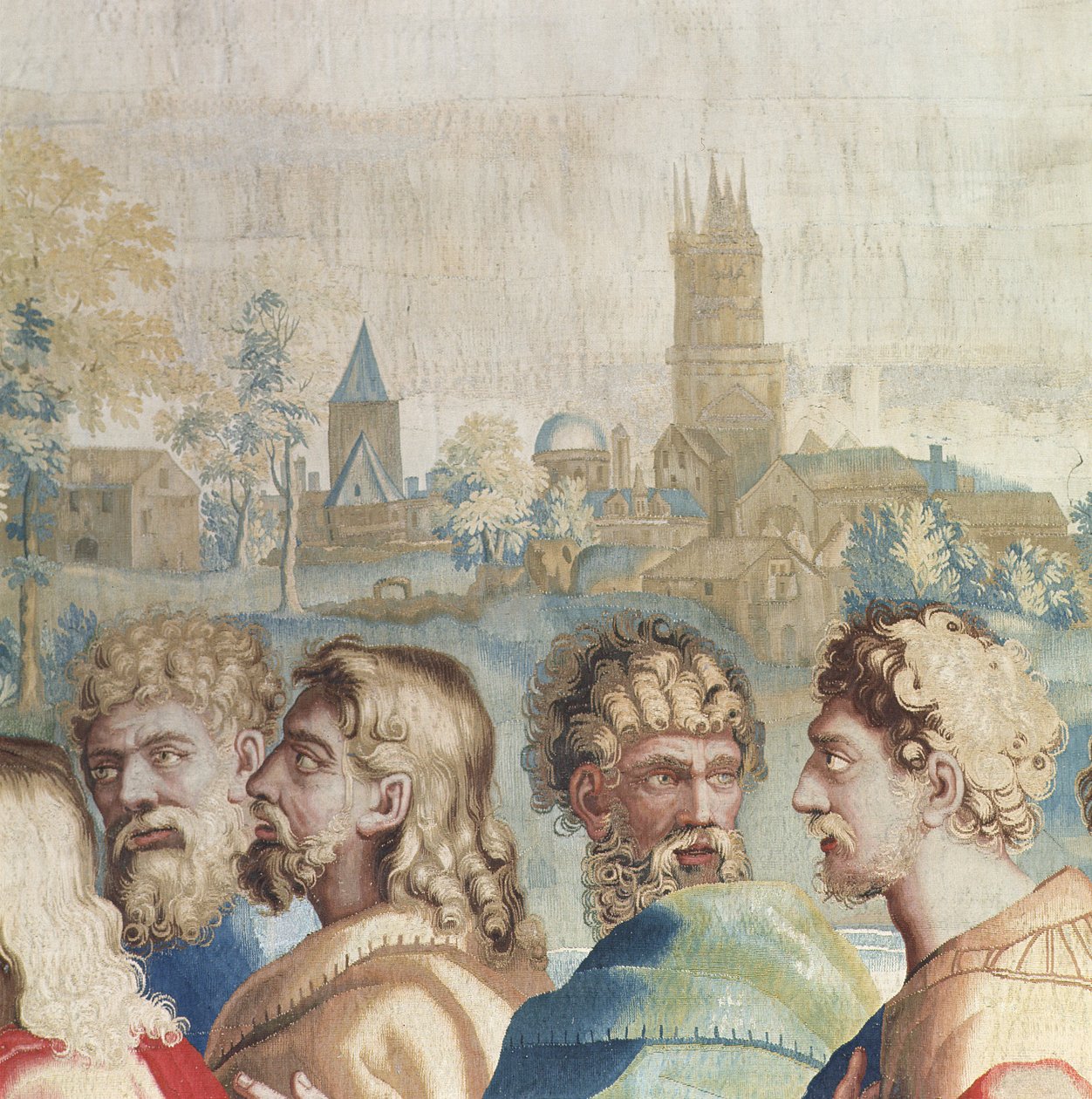 Tapet som skildrer Apostlenes gjerninger, kallet til Saint Paul (detalj av apostlenes hoder), vevd på Beauvais-verkstedet under ledelse av Philippe Behagle (1641-1705), 1695-9 av Raffaello Sanzio Raphael