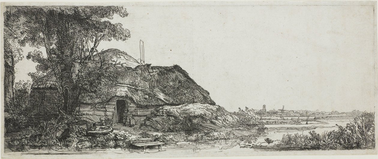 Hytta ved det store treet av Rembrandt van Rijn