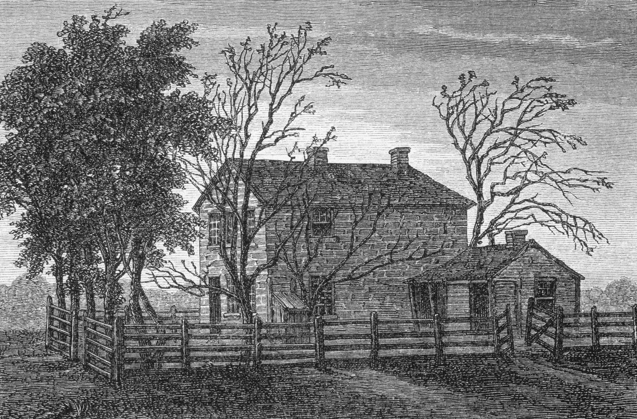 Fengselet i Carthage, Illinois, der mormonprofeten Joseph Smith og hans bror Hyrum ble fengslet og myrdet i 1844, fra 
