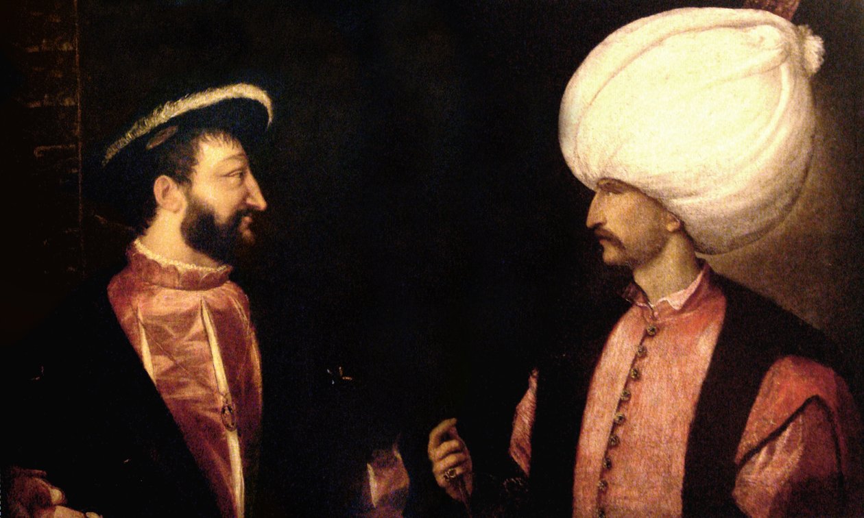 Francois I og Suleiman den storslåtte av Tiziano Vecelli