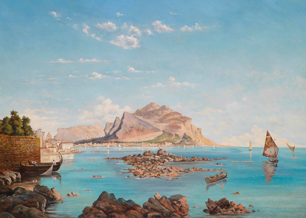 Utsikt over Palermo med Monte Pellegrino av Unknown