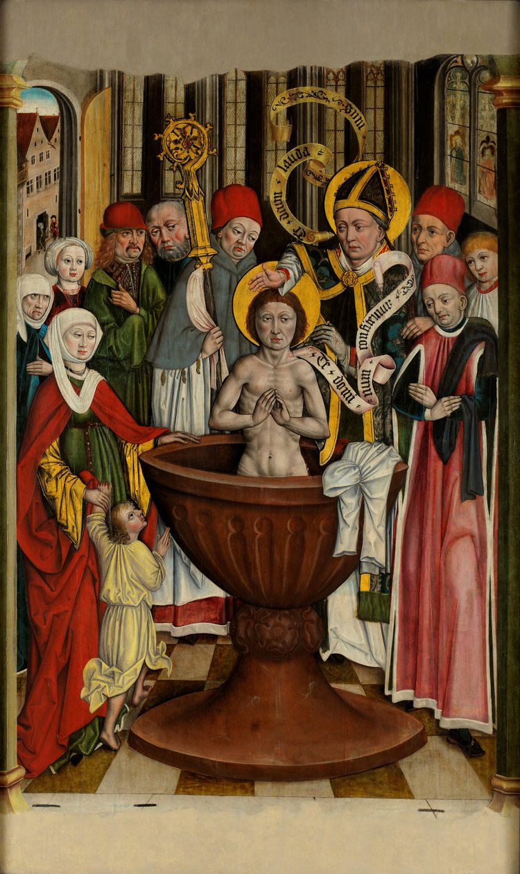 Dåp av St. Augustina - sent gotisk maleri i Moravian Gallery av Anonymous