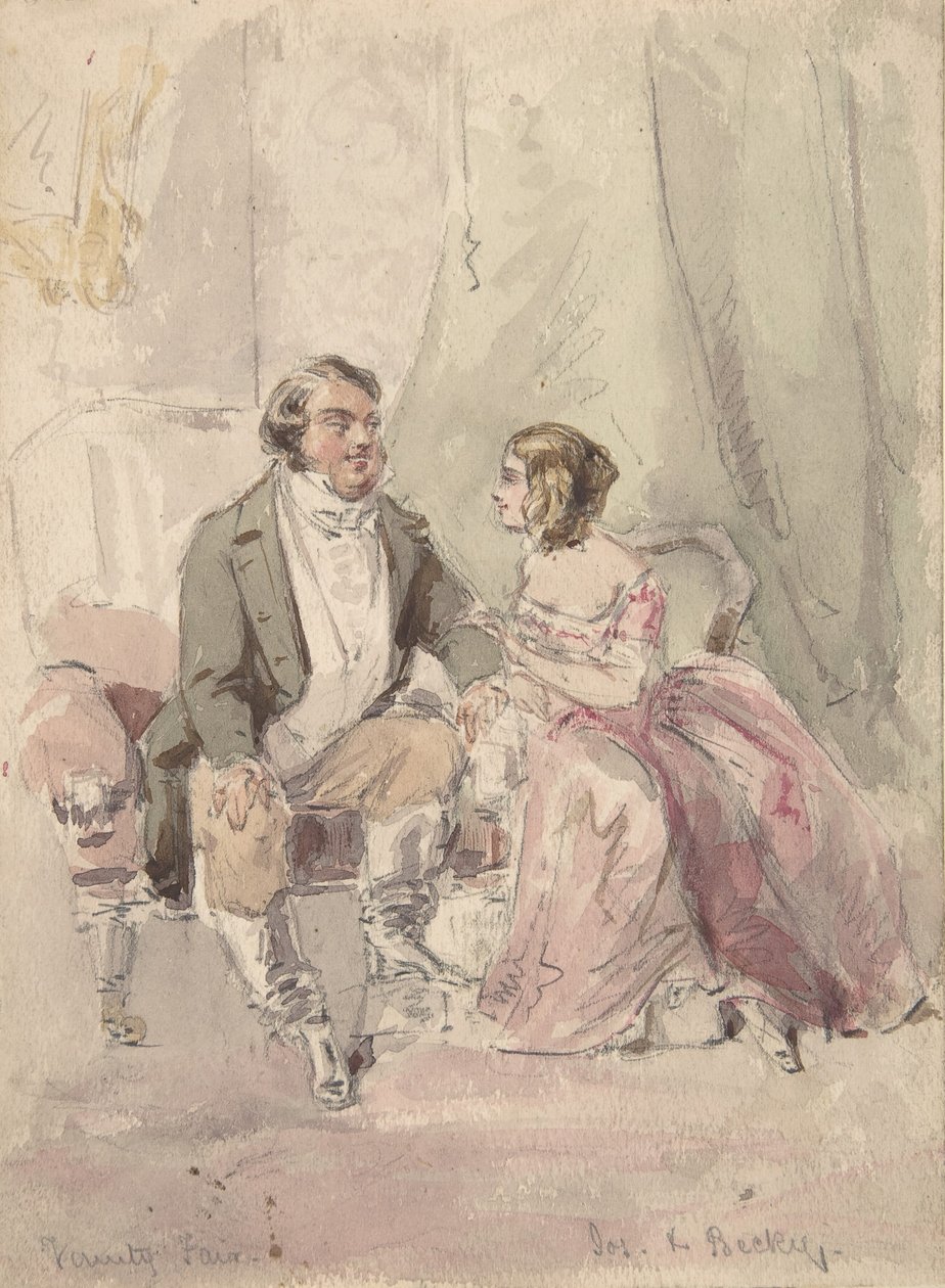 Scene fra Vanity Fair: Jos og Becky, 1848-80. av Jerry Barret